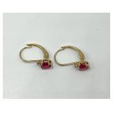 10k Gold Heart-Shaped Ruby Jewelry Set with Necklace and Earrings