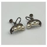 Mikimoto Cultured Pearl Necklace and Earrings Set in Original Case