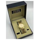 Seiko Quartz Gold-Tone Stainless Steel Wristwatch with Box
