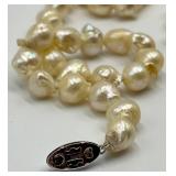 14.5" Cultured Baroque Pearl Necklace with Silver Clasp
