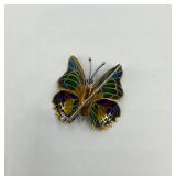 Colorful Butterfly Enamel and Metal Brooch Pin