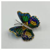 Colorful Butterfly Enamel and Metal Brooch Pin