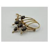 Vintage T.Y. Lee & Co. 14K Gold Brooch with Black Star Sapphires in Box