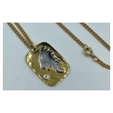 Don Loper Beverly Hills Gold-Tone Pendant Necklace with Horse Design and Stone Accent, 11.25 Inch