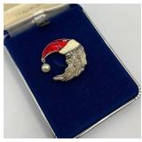 Jezaine Sterling Silver Santa Moon Brooch
