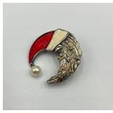 Jezaine Sterling Silver Santa Moon Brooch
