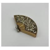Vintage Pink Lady Fan Shaped Compact