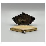 Vintage Pink Lady Fan Shaped Compact