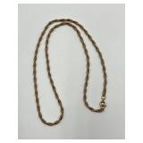 Gold Tone Twisted Rope Chain Necklace