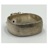 Sterling Silver and Gold Ring with Pearl and Stone