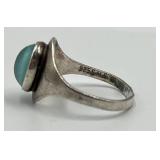 Sterling Silver 925 Ring with Blue-Green Stone