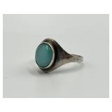Sterling Silver 925 Ring with Blue-Green Stone