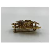 Vintage Floral Enamel Brooch with Purple and Blue Accents