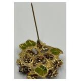 Vintage Floral Enamel Brooch with Purple and Blue Accents