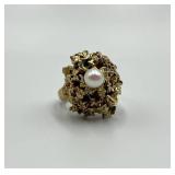 T LA Denmark Sterling 925 Modernist Pearl Ring