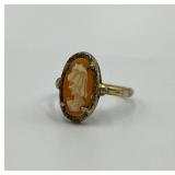 Vintage Cameo Ring Size 5.25 with Gold Tone Band