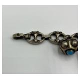 Vintage Silver Charm Bracelet with Gemstone Accents
