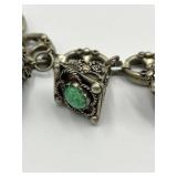 Vintage Silver Charm Bracelet with Gemstone Accents