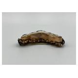 Antique Crescent Moon Cameo Brooch with Woman Figure