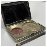 Vintage Northwestern College Metal Compact with Mirror and Mesh Wrist Strap