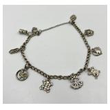 Vintage Silver-Tone Charm Bracelet with 8 Unique Charms