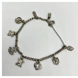 Vintage Silver-Tone Charm Bracelet with 8 Unique Charms