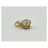 14k Gold Solitaire Pendant with Clear Round Stone