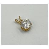 14k Gold Solitaire Pendant with Clear Round Stone