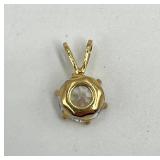 14k Gold Solitaire Pendant with Clear Round Stone
