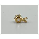14k Gold Solitaire Pendant with Clear Round Stone
