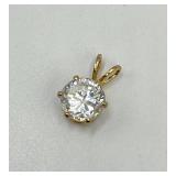 14k Gold Solitaire Pendant with Clear Round Stone