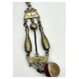 Antique Victorian Metal Fob with Banded Agate Orb