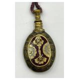 Ornate Brass Perfume Flask with Decorative Cord