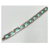 Vintage Silver-Tone Bracelet with Blue Glass Stones