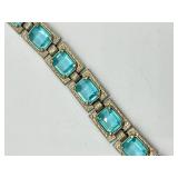 Vintage Silver-Tone Bracelet with Blue Glass Stones