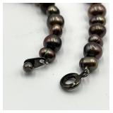 Black Freshwater Pearl Necklace with Metal Clasp