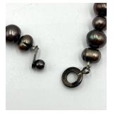 Black Freshwater Pearl Necklace with Metal Clasp