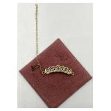 Gold Tone Diamond Accent Bar Pendant