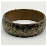 Vintage Brass Engraved Bangle Bracelet