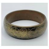 Vintage Brass Engraved Bangle Bracelet