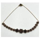 Vintage Garnet Floral Cluster Bracelet