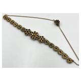 Vintage Garnet Floral Cluster Bracelet