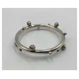 Silver Bangle Bracelet with Decorative Beads