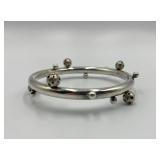 Silver Bangle Bracelet with Decorative Beads
