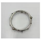 Silver Bangle Bracelet with Decorative Beads