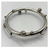Silver Bangle Bracelet with Decorative Beads