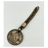 1847 Norway 1 Skilling Specie Coin with Vintage Fob Chain