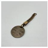 1847 Norway 1 Skilling Specie Coin with Vintage Fob Chain