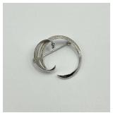 835 Silver Modernist Circular Brooch Pin