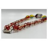 Colorful Vintage Lucite Bead Necklace with Large Pendant